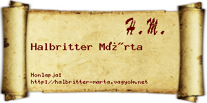 Halbritter Márta névjegykártya